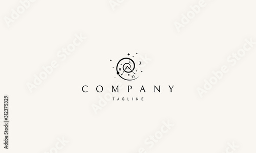 Vector logo on which an abstract image of time in the form of a spiral.