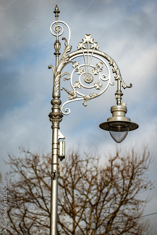 old lantern on background of blue sky, dublin, ireland,irland