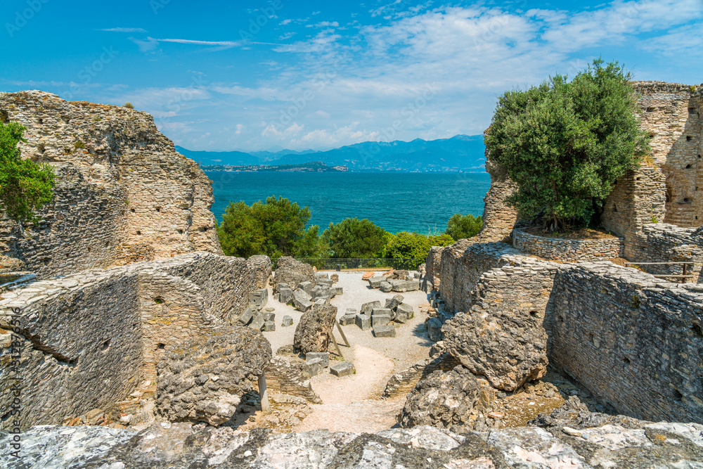 Ruins of Catullo's Villa at Sirmione, on Lake Garda, Province of Brescia, Lombardy, Italy.
