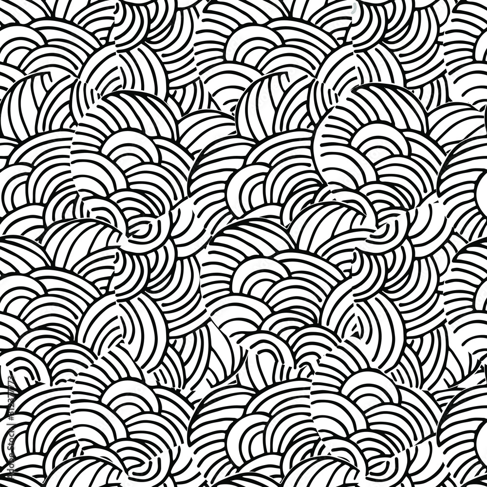 Seamless vector pattern. Black and white hand-drawn arcs. Ideal for paper and gift products. Design greeting cards and wedding invitations, birthday, Valentine's Day, Mother's Day, holiday.