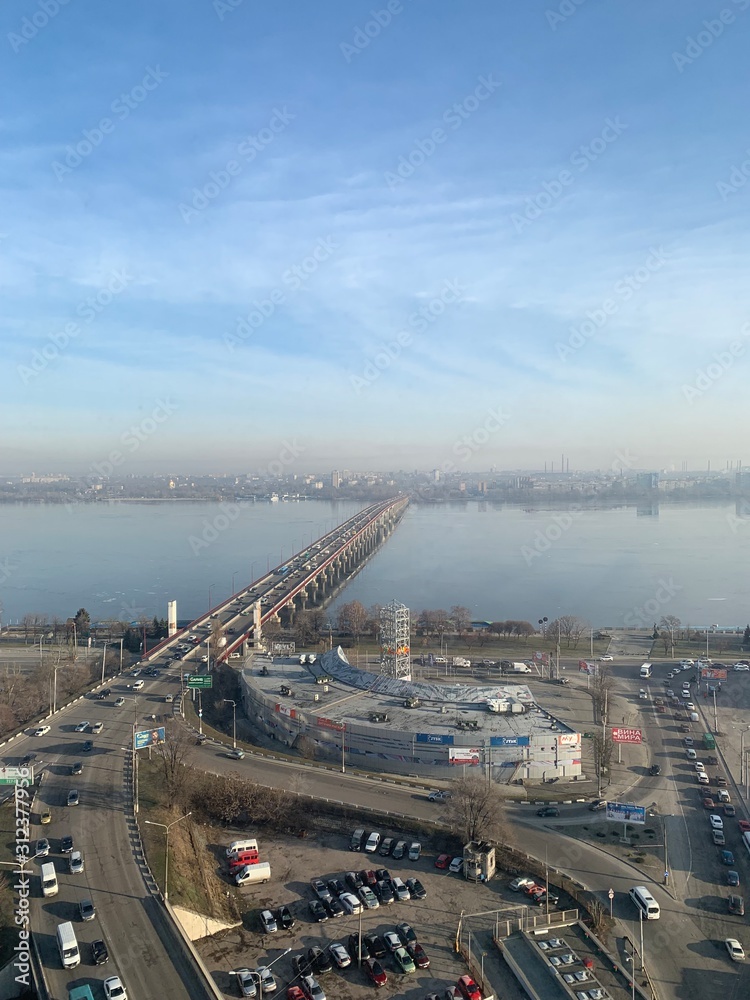 Morning bridge over the Dnieper River