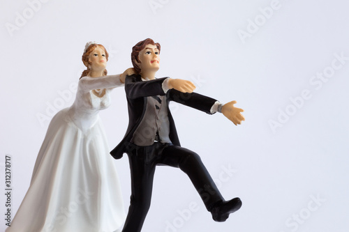 Canvas Print Bride and groom wedding cake topper
