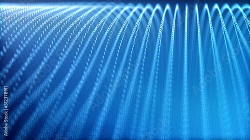 Binary Code Background. Digital data flow. Transferring of big data. Internet connection. Digital cyber space particles.