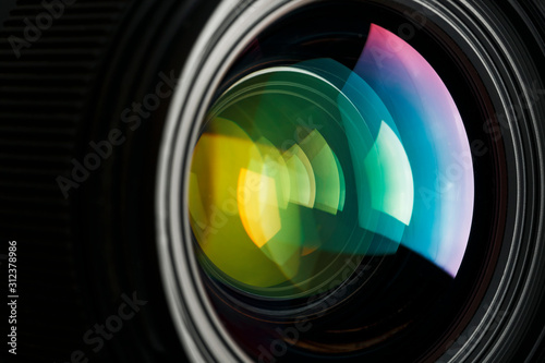 A camera lens with a beautiful close-up optical unit as a substrate.