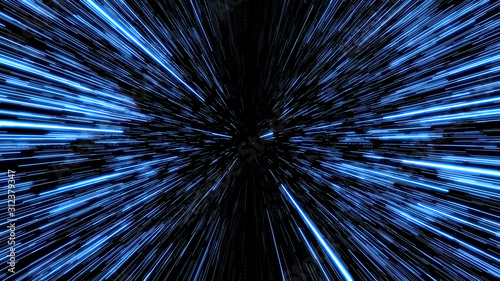 Space Travelling in the Speed of Light.  Abstract light  fibre-optic. Super speed. Particle or space traveling. Particle zoom background.