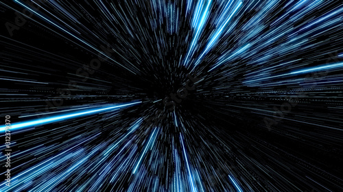 Space Travelling in the Speed of Light.  Abstract light, fibre-optic. Super speed. Particle or space traveling. Particle zoom background.