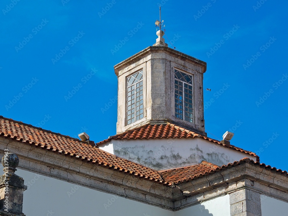 City church of Nazare named Nossa Senhora at the Atlantic ocean coast of Portugal