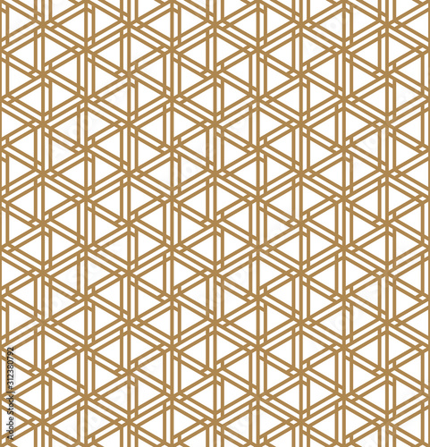 Seamless geometric pattern inspired by Japanese woodworking style Kumiko zaiku.