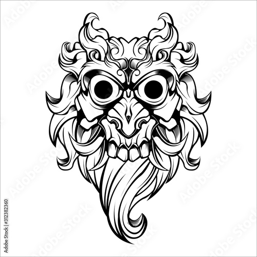 Balinese Barong Rangda masks of indonesian demons and monsters