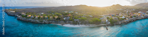 Aerial view over beach Playa Kalki on the western side of Curaçao/Caribbean /Dutch Antilles photo