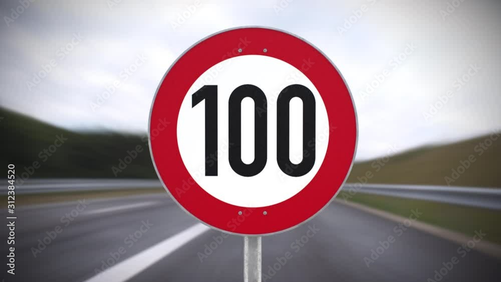 100 Tempolimit Geschwindigkeitsbegrenzung hundert km/h 3d render