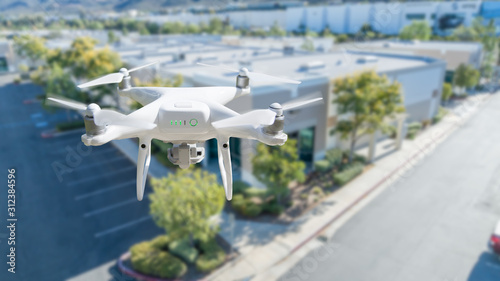 Canvastavla Unmanned Aircraft System Quadcopter Drone In The Air Near Corporate Industrial B