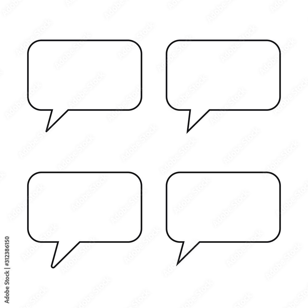 Speech bubble, speech balloon, chat bubble line art vector icon for apps and websites Speech bubble, speech balloon, chat bubble line art vector icon for apps and websites