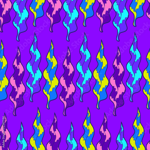 vector colorful leaves arrange seamless pattern on violet