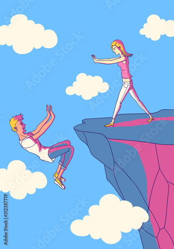 woman pushed her boyfriend drop the cliff