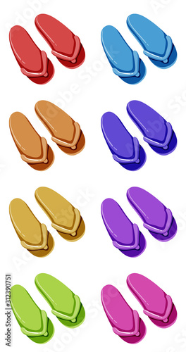 Set of sandals in different colors
