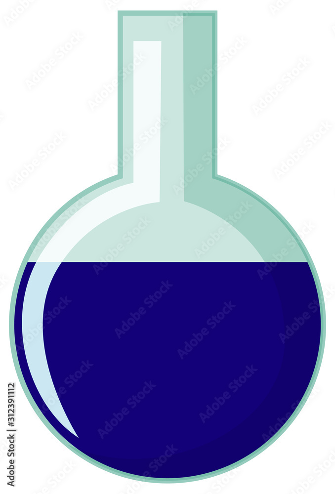 Flask with blue chemical inside Flask with blue chemical inside