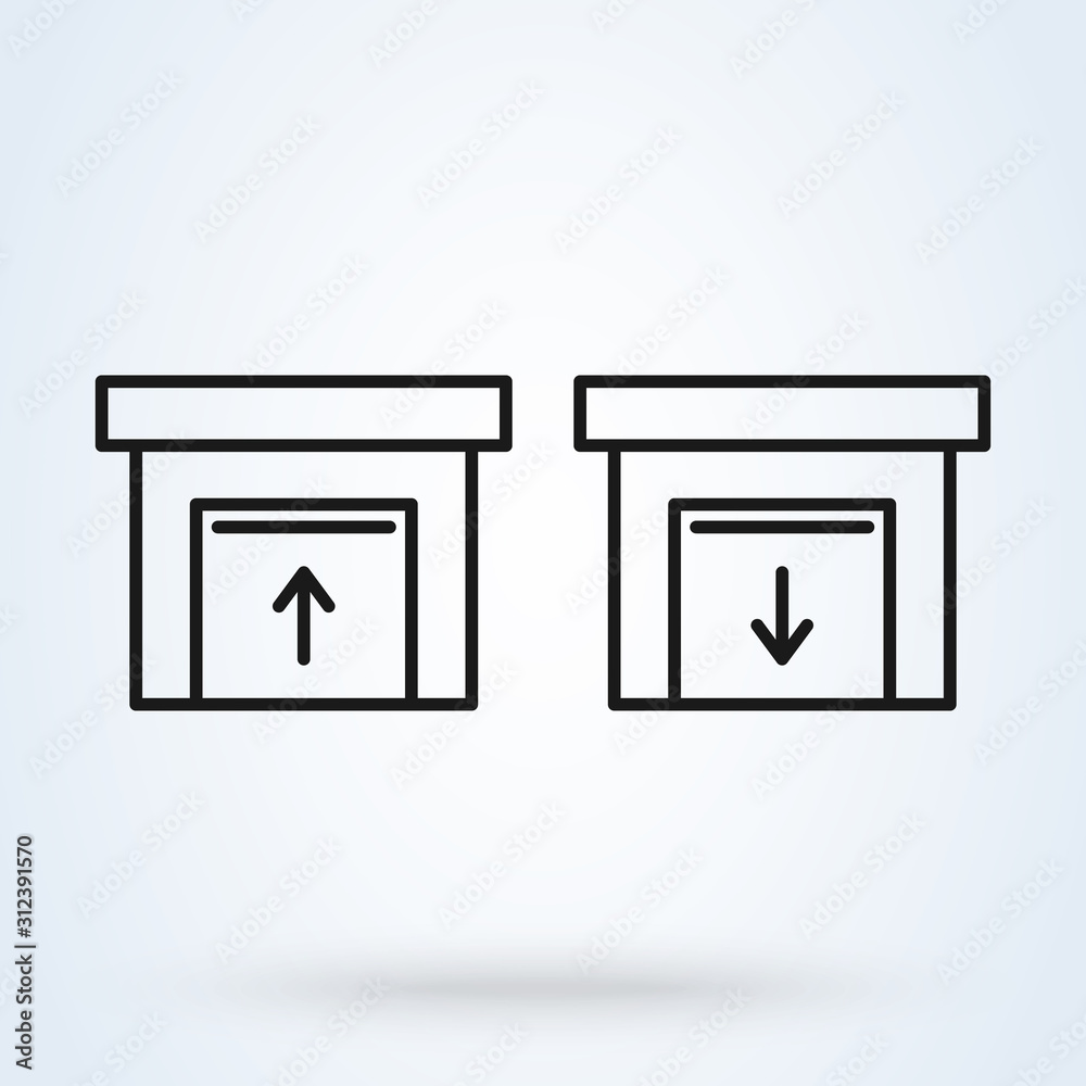 Open Close Garage Door line. vector modern icon design illustration Open Close Garage Door line. vector modern icon design illustration