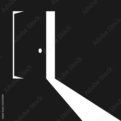 open door in dark. vector modern design illustration