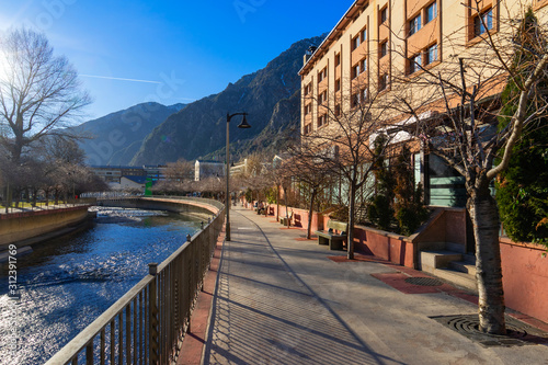 La Massana, Andorra. Sunny morning. Pedestrian zone photo
