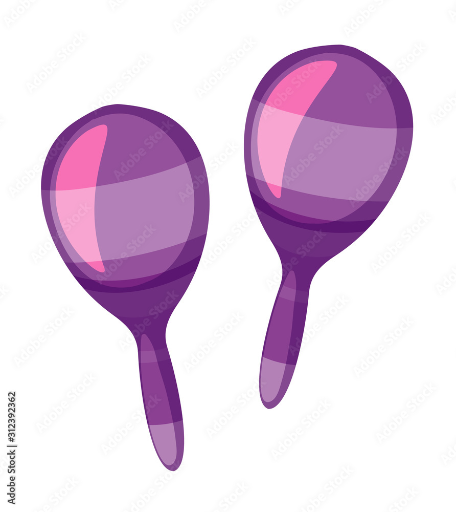 Isolated maracas in purple color Isolated maracas in purple color