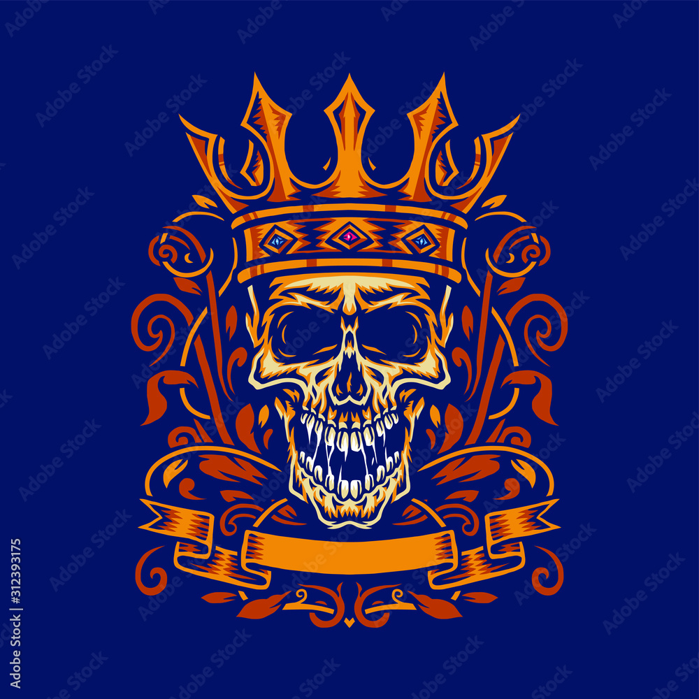 Skull with king crown, isolated on dark background Skull with king crown, isolated on dark background