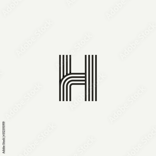 H logo. Abstract letter H logo design. Line creative symbol. Logo branding. Universal vector icon - Vector
