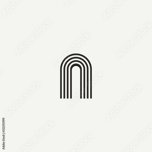 N logo. Abstract letter N logo design. Line creative symbol. Logo branding. Universal vector icon - Vector