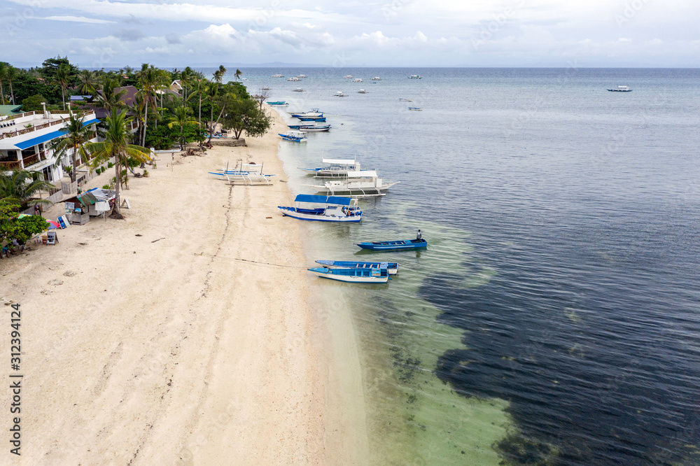 Fototapeta premium Aerial view of Scuba Diving island - Malapascua, Daanbantayan, Philippines