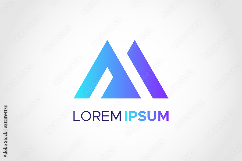 Abstract Geometric Triangle Letter M or AM Logo Concept Design Template Element. Flat Vector Illustration. Abstract Geometric Triangle Letter M or AM Logo Concept Design Template Element. Flat Vector Illustration.