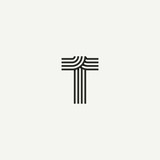 T logo. Abstract letter T logo design. Line creative symbol. Logo branding. Universal vector icon - Vector