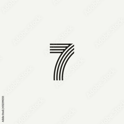7 logo. Abstract letter 7 logo design. Line creative symbol. Logo branding. Universal vector icon - Vector