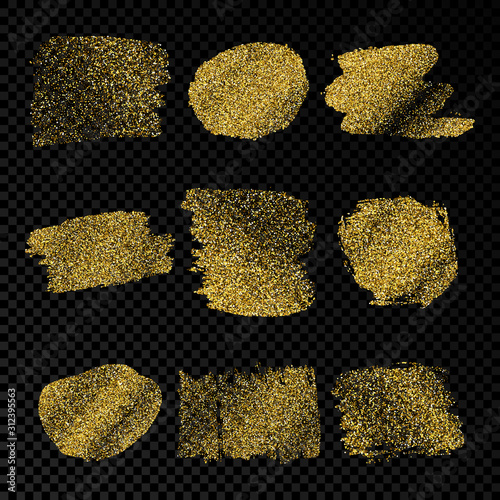 Gold smears on dark transparent background