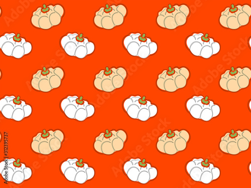 Seamless pattern of squash from one line on a trendy background in the color of lush lava. Vector.