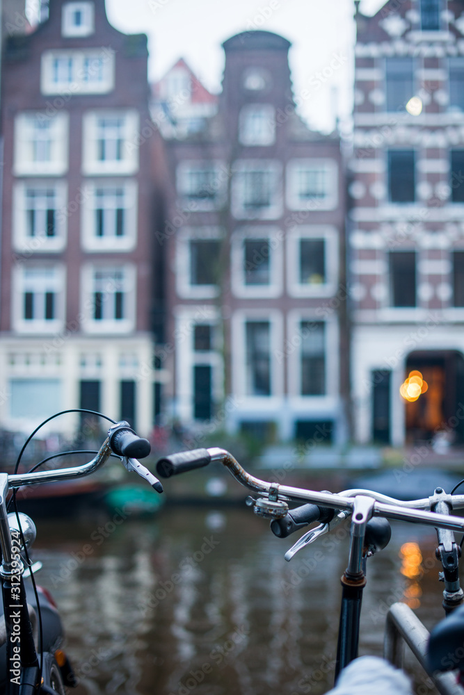Naklejka premium Close up of Bikes in Amsterdam