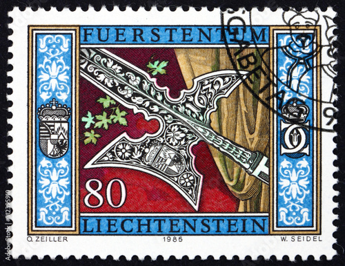 Postage stamp Liechtenstein 1985 Halberd photo