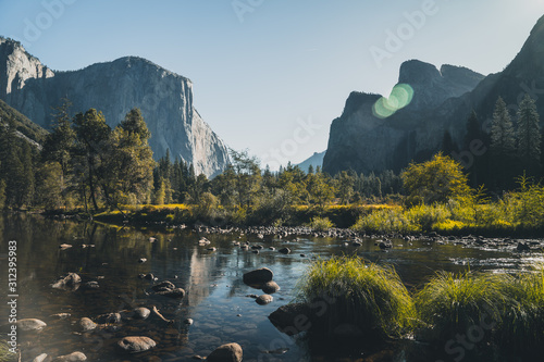 beautiful river in Yosemite National Park in USA
