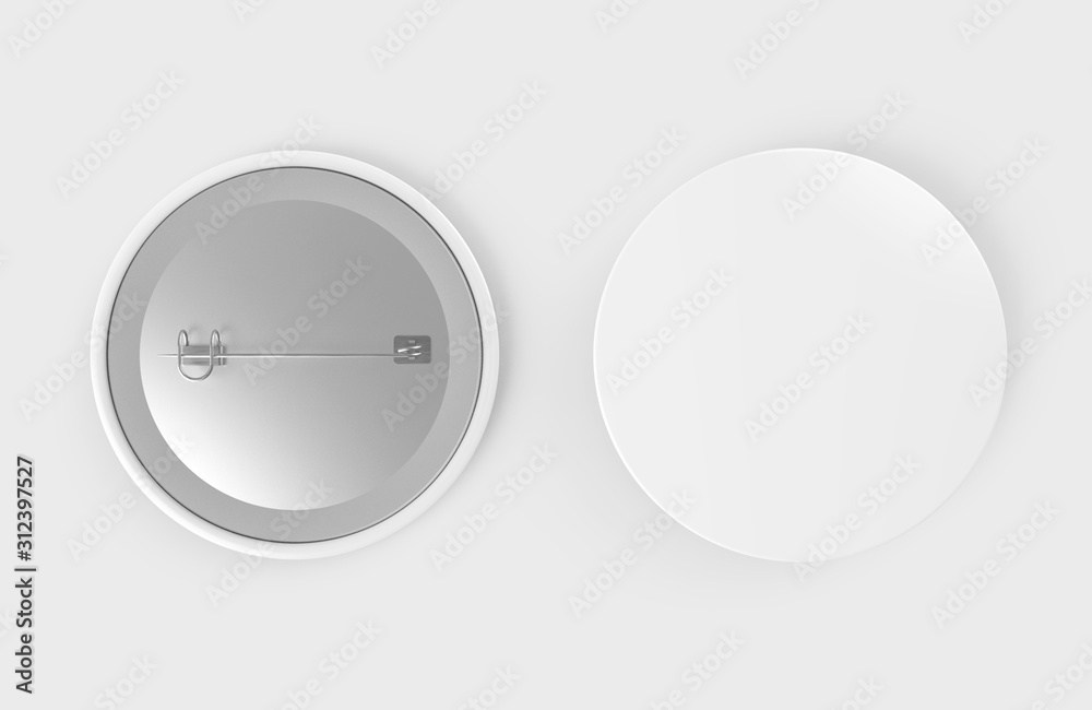 white pin badge isolated on white background. 3d rendering white pin badge isolated on white background. 3d rendering