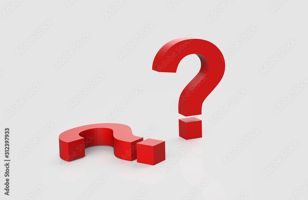 Red question mark isolated on white background. 3d rendering Red question mark isolated on white background. 3d rendering