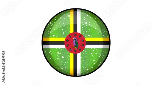 Animated Dominica flag cartoon illustration with glitter animation photo