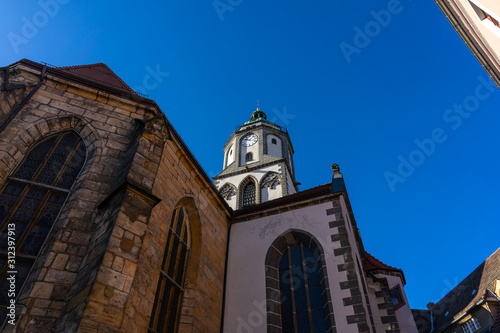 Meissen. Germany. The bell tower of the Church of Our Lady in the old town.