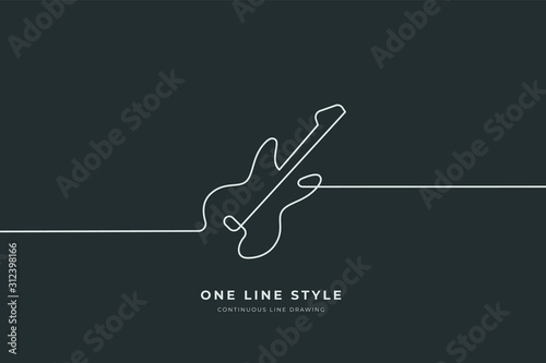 Guitar or music in continuous Line Drawing of Vector One Line Style Icon Hand Drawn Illustration (ID: 312398166)