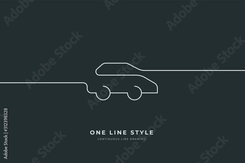 Car or transport in Continuous Line Drawing of Vector One Line Style Icon Hand Drawn Illustration (ID: 312398328)