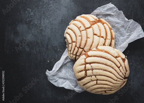 Traditional Mexican conchas sweet bread 