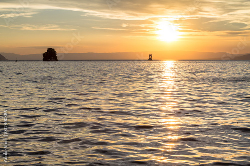 Geneva lake sunset in Switzerland