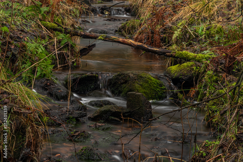 Upper watercourse of Bilina river in Krusne hory mountains in winter day Upper watercourse of Bilina river in Krusne hory mountains in winter day