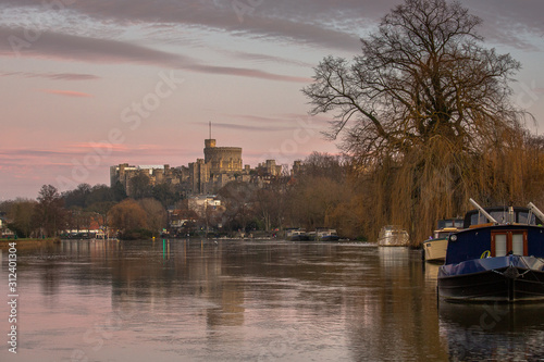 Windsor Castle overlooking the River Thames, England 