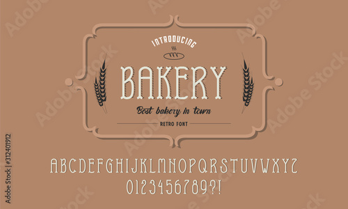 Hand Made Font 'Bakery' Custom handwritten alphabet. Original Letters and Numbers. Vintage retro hand drawn typeface Vector illustration.