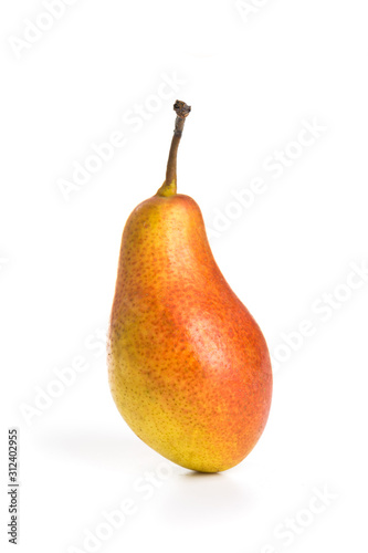 red-yellow ripe pear fruit isolated on a white background