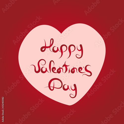 Valentine's Day Hand Drawn Love Greeting Card on red background. Stock Vector Illustration for Happy Valentines Day.